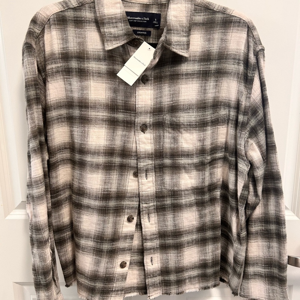 Abercrombie & Fitch Neutral Plaid Button-Down Shirt